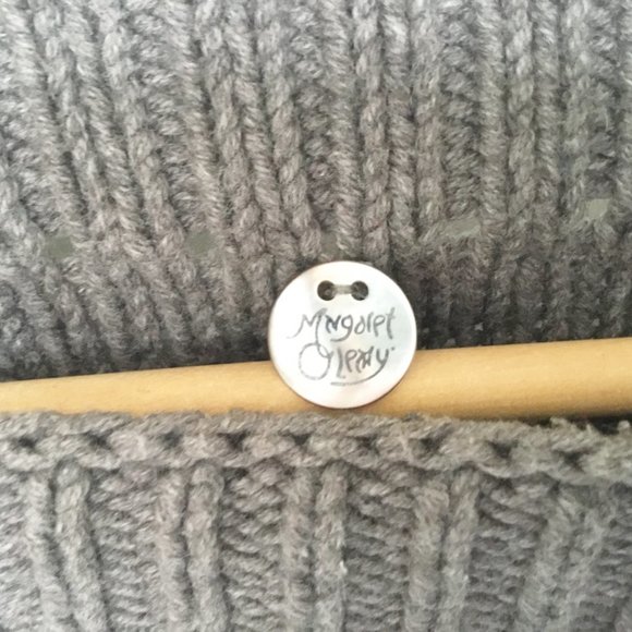 Margaret O'Leary Cropped Striped Blue & Gray Fringe Distressed Boatneck Sweater - Picture 6 of 6